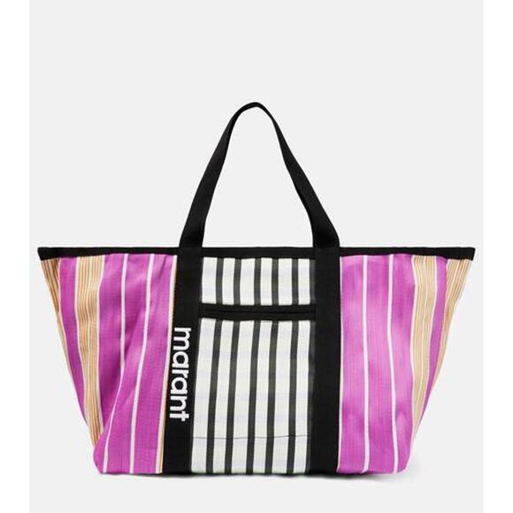 Isabel Marant 'Warden' Pink Striped Canvas Tote Bag - Picture 1 of 5